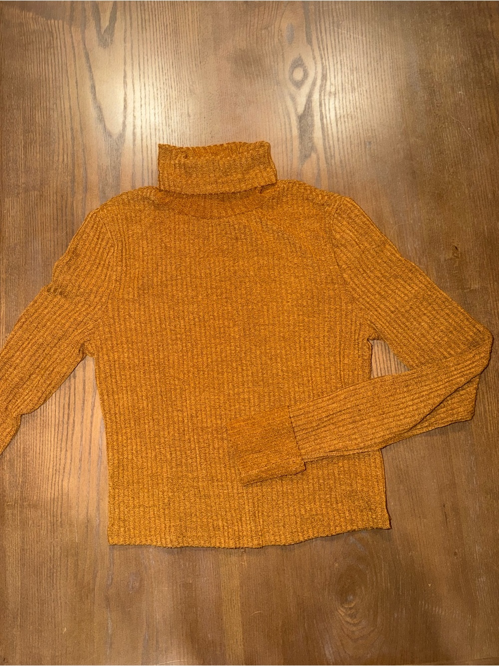SHEIN Mustard Ribbed Turtleneck Sweater